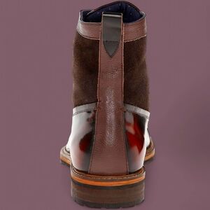 Ben Sherman Men's Rafe US 11 Dark Brown Patent Leather Lace-Up Chukka Boots